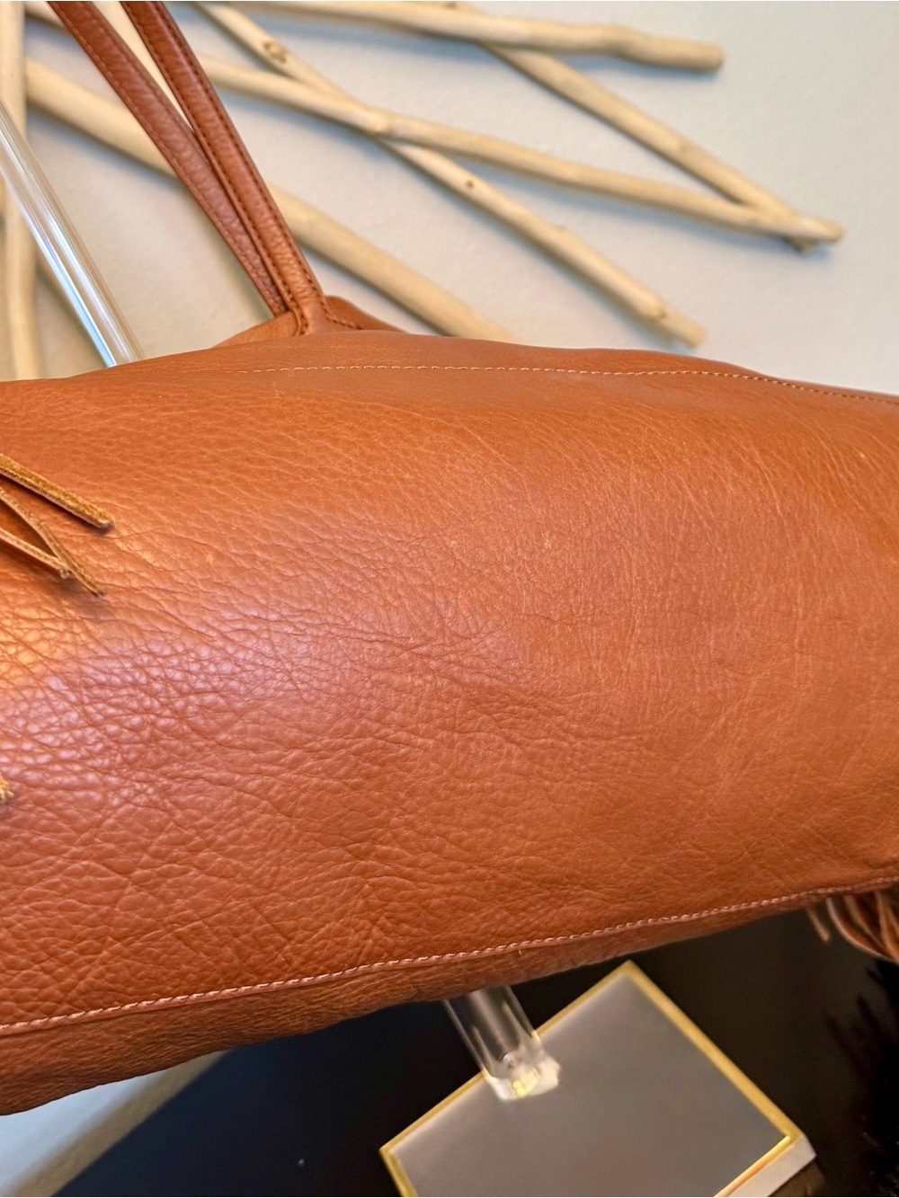 Gorgeous genuine leather fringe tote in a rich cognac brown 🤎 - Picture 6 of 7